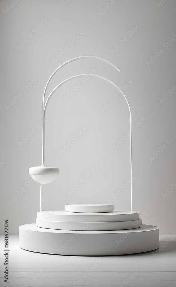 A minimal podium and white background for product presentation.