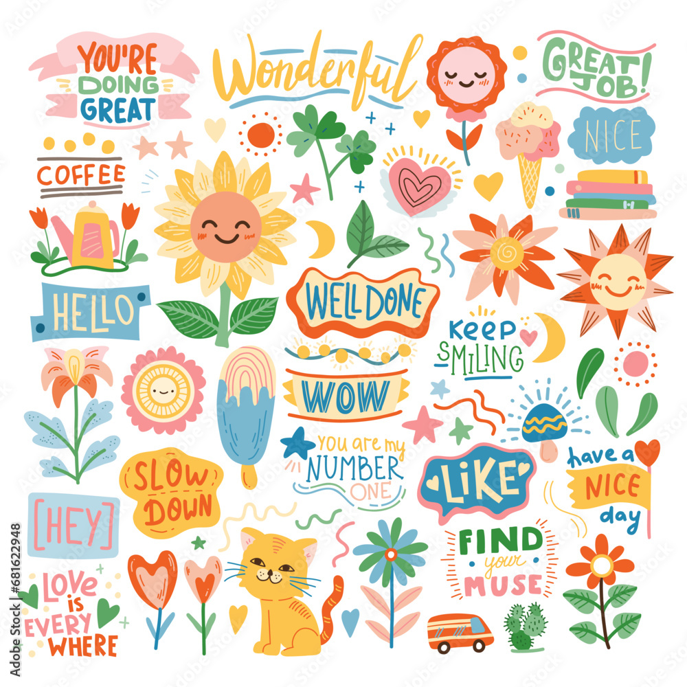 A collection of hand drawn vector doodle elements. Sketchy style of creative elements for a notebook.