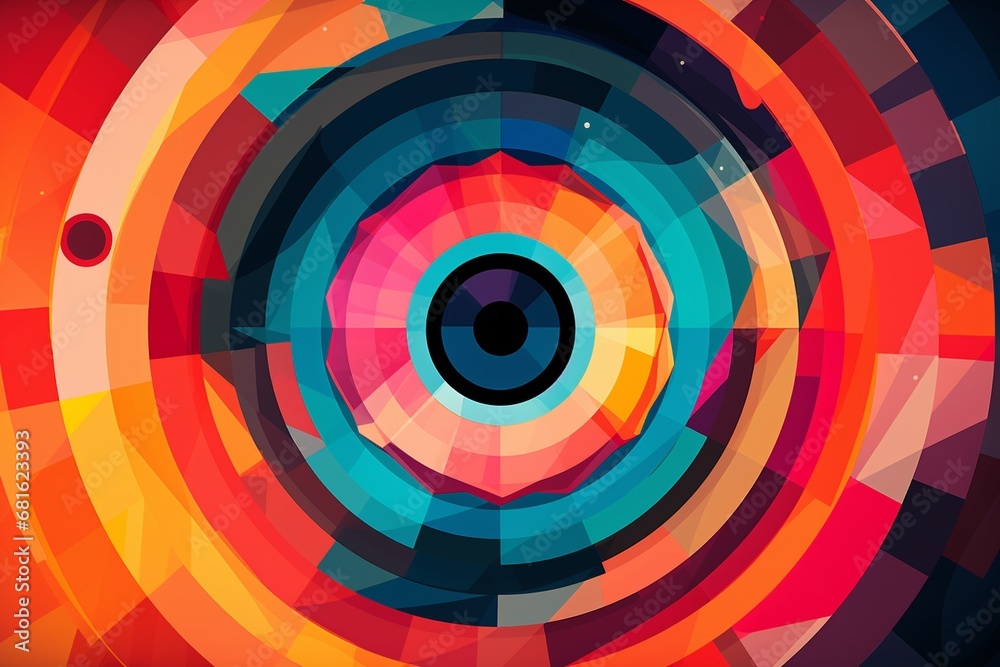 A colorful graphic with a circle in the middle A colorful graphic with a circle in the middle