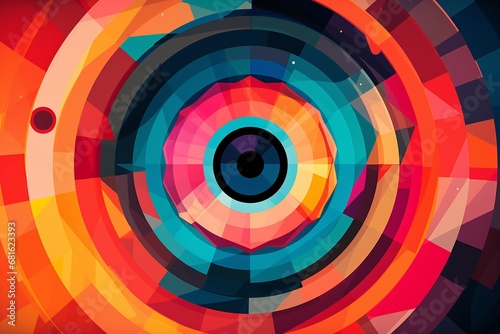 A colorful graphic with a circle in the middle