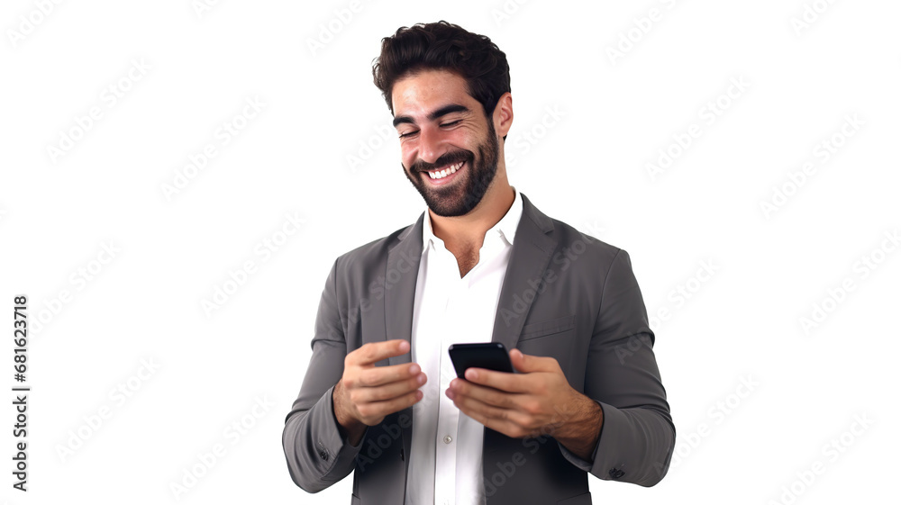 an attractive man on a flawless white background talking on his phone an attractive man on a flawless white background talking on his phone
