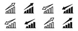 Growing graph vector set. Chart growth icon set. Business infographic icons. Finance management.