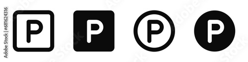 Parking icons. Car parking vector icons.