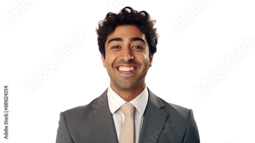 businessman from India smiling in close-up, isolated on a pure white backdrop