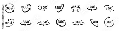 360 degree view vector icons. 360 degree rotation.