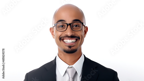 businessman from India smiling in close-up, isolated on a pure white backdrop