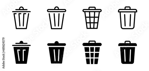 Trash bin vector icons. Rubbish bin icons. Garbage icon set. EPS 10