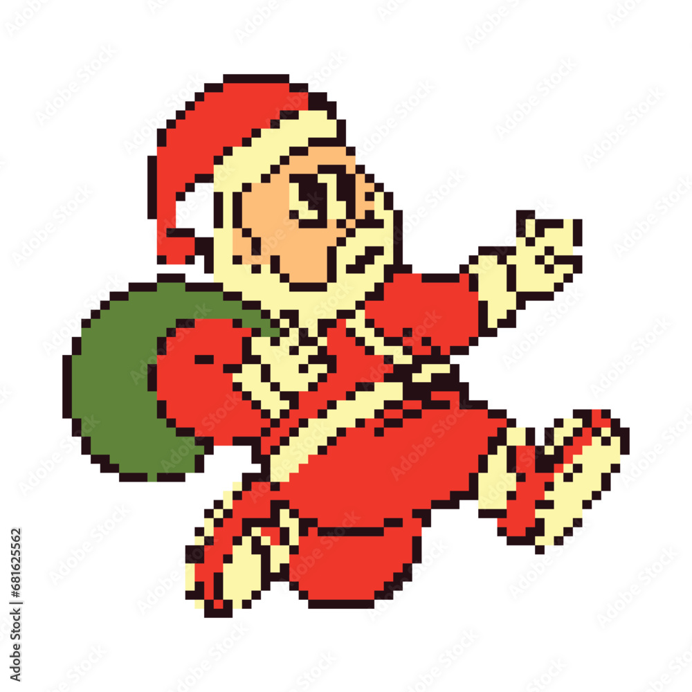 pixel art of santa cartoon retro vector