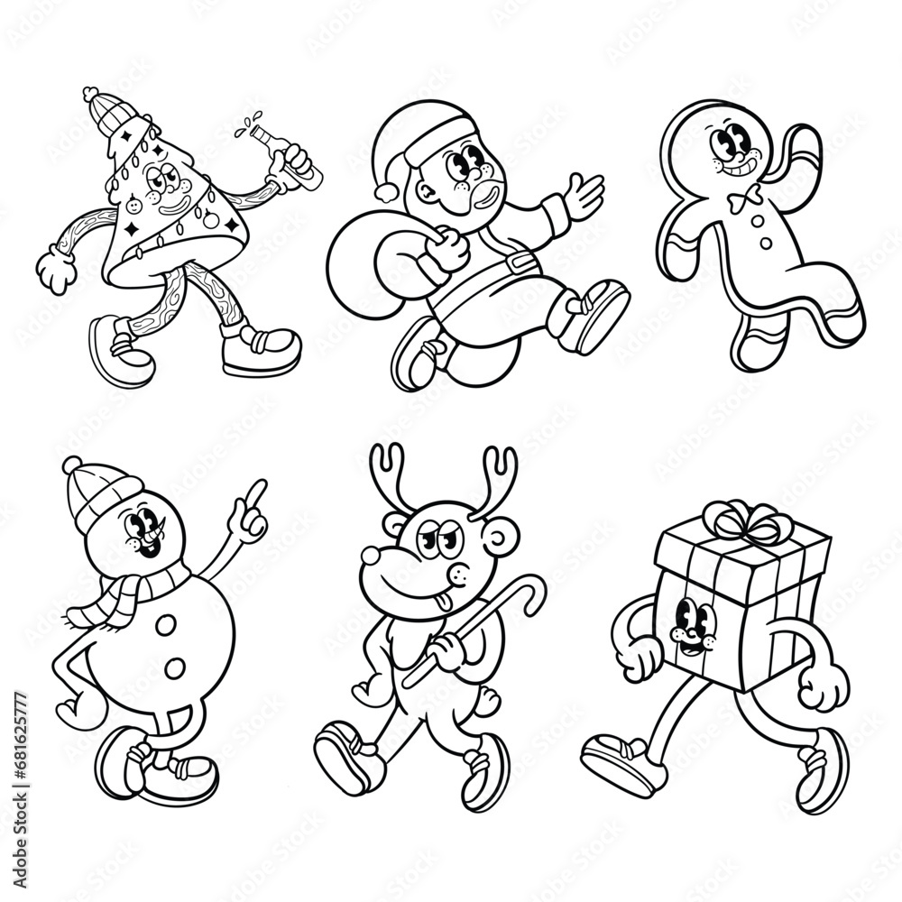 coloring book christmas cartoon character illustration coloring book christmas cartoon character illustration