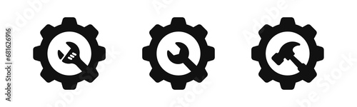 Tool vector icons. Gear and tool signs.