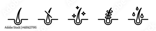 Hair vector icons. Hair cosmetic line icons. Hair linear icon set.