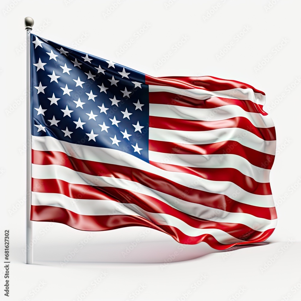American Flag 3d illustration isolated on white background American Flag 3d illustration isolated on white background
