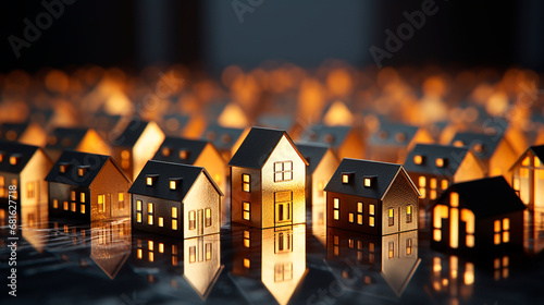 Idea casas miniatura - Inversión inmobiliaria - Negro y oro - Lujo elegante 3d render photo