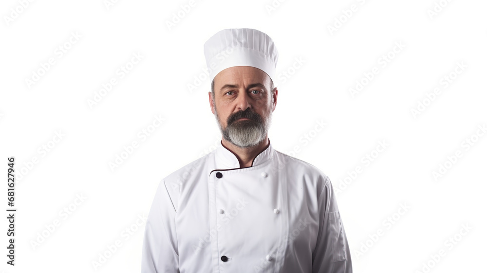 expert chef cooking alone against a stark white background expert chef cooking alone against a stark white background