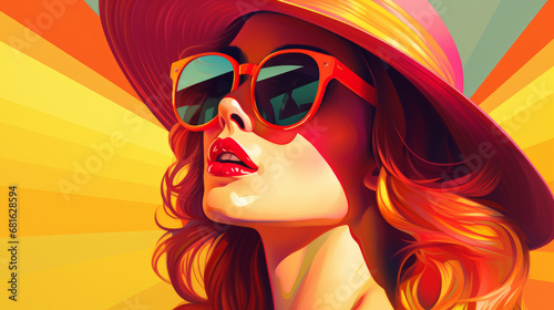 Colourful graphic portrait from stunning female