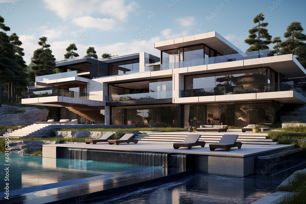 View of a modern mansion View of a modern mansion