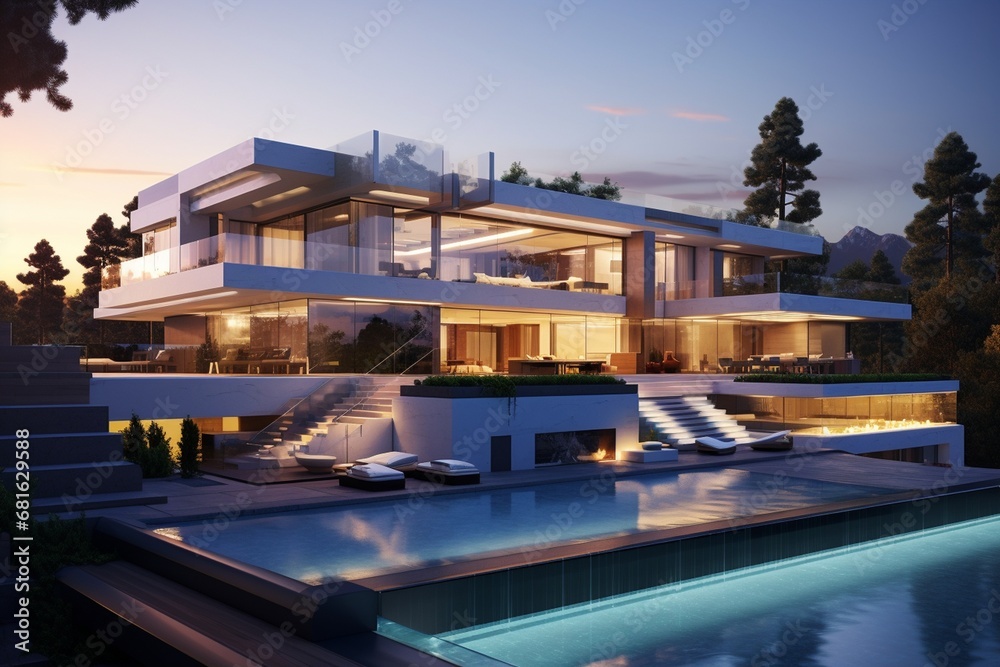 Fototapeta premium View of a modern mansion