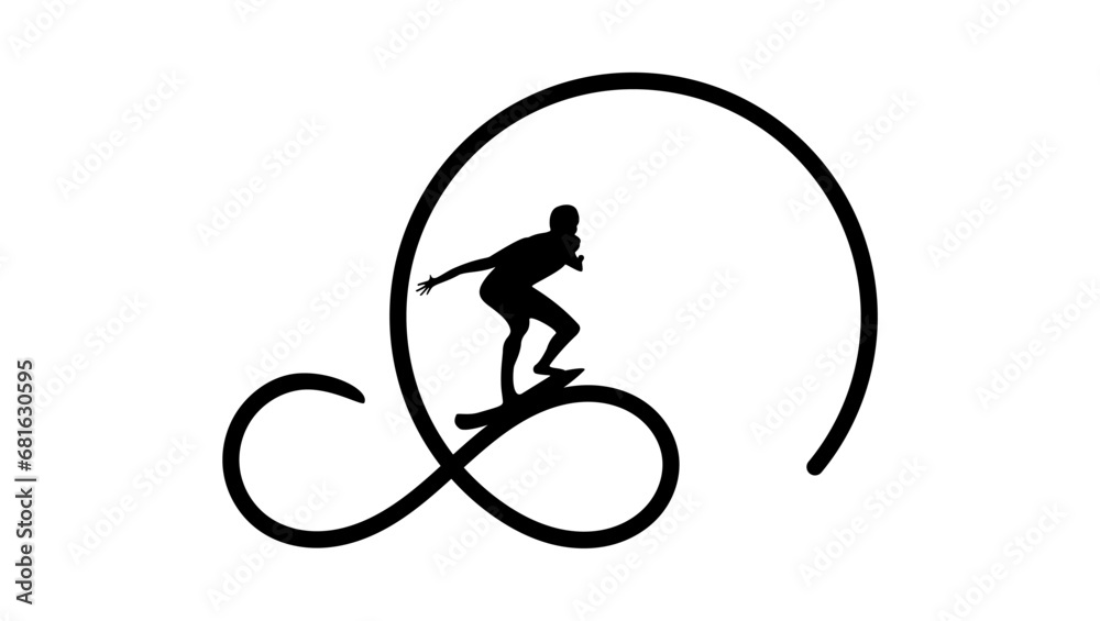 Obraz premium surfer logo, surfer on a wave against the background of the sun