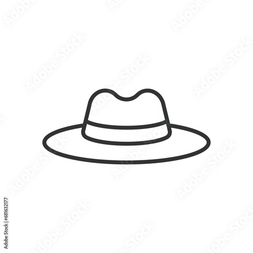 Western cowboy hat icon line design. Western, Cowboy, Hat, Country, Headwear, American, Old West, Wild West, Country hat vector illustrations. Western cowboy hat illustration editable stroke