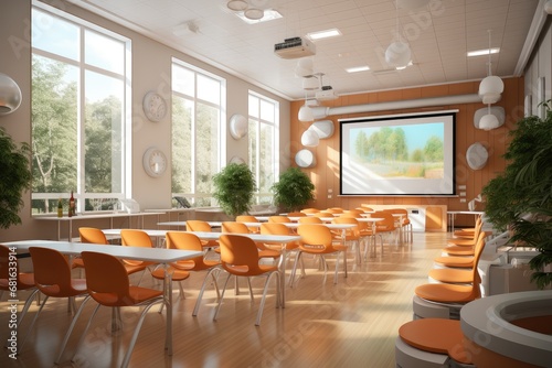 The spacious adult training classroom.