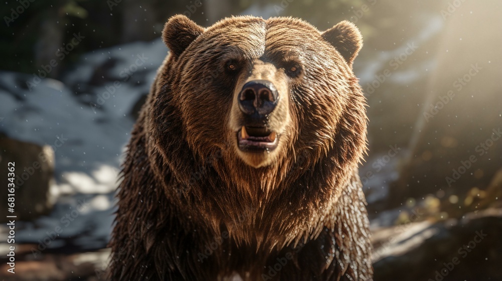 Obraz premium brown bear in the water