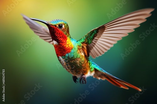 Colorful bird in flight colorful hummingbird in flight