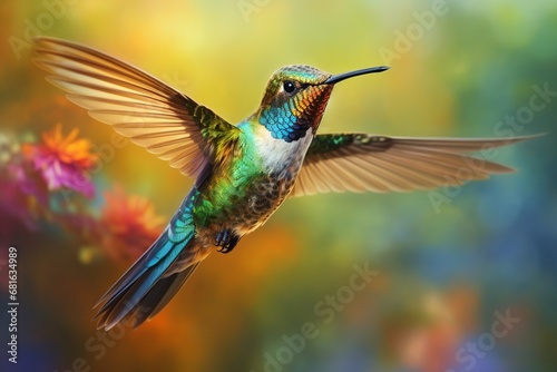 Colorful bird in flight colorful hummingbird in flight © Devstock