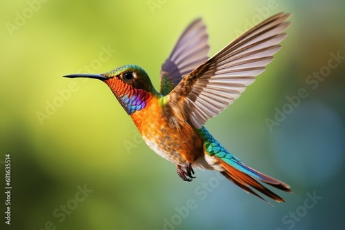 Colorful bird in flight colorful hummingbird in flight © Devstock