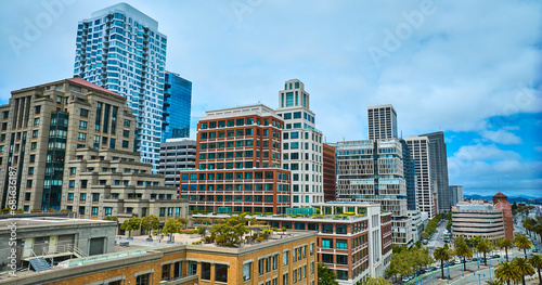 San Francisco, CA aerial architecture of multiple skyscraper buildings