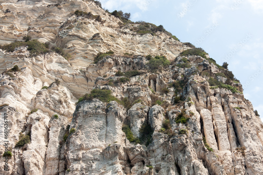 Cliffs with green in the mediterranean sea, Corfu