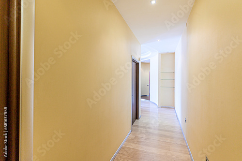 interior apartment corridor  hallway  doors
