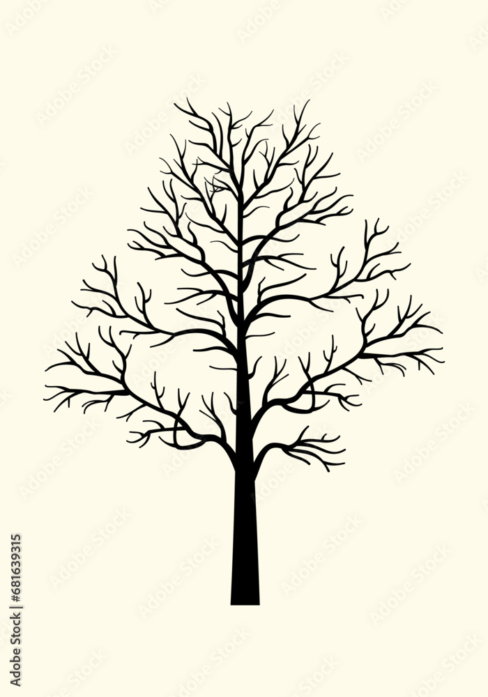 Obraz premium Black Vector Silhouette of a Bare Tree | Adobe Stock