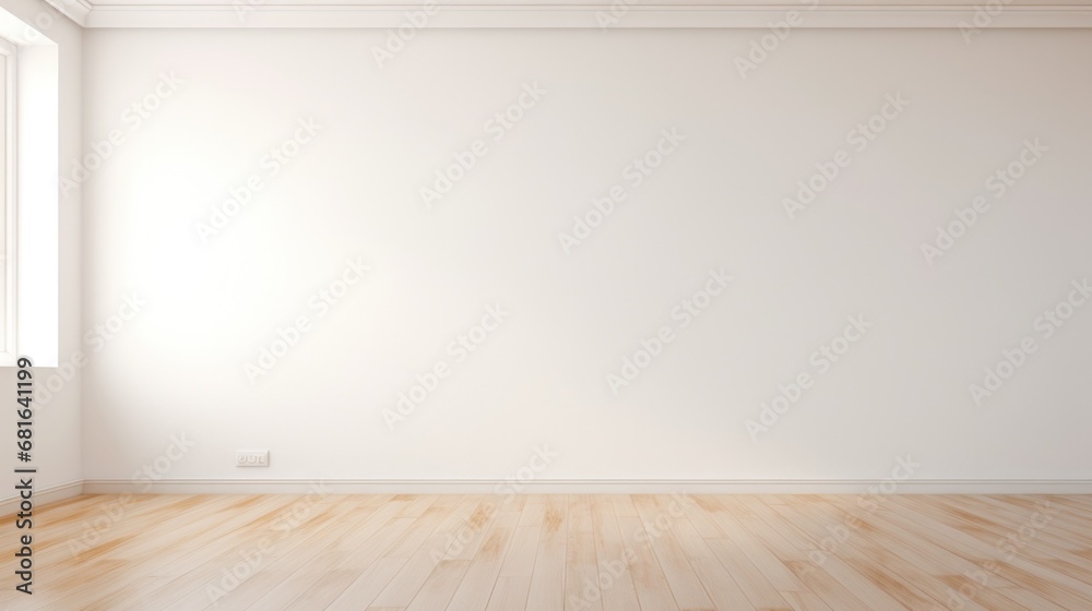 Empty room with white wall and wooden floor. Empty room with white wall and wooden floor.