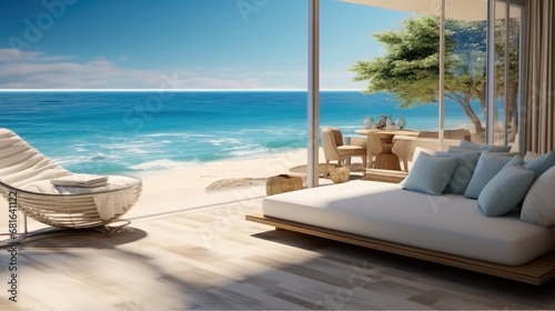 Modern Luxury Living Room Sea View. © visoot