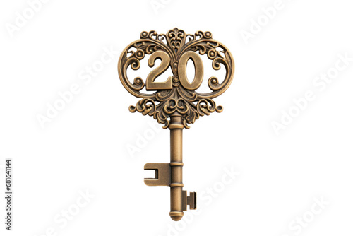 Vintage Holiday Key Number 20 on Transparent