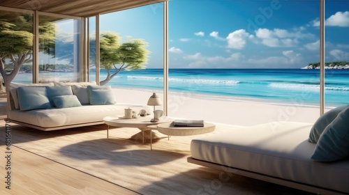 Modern Luxury Living Room Sea View. © visoot