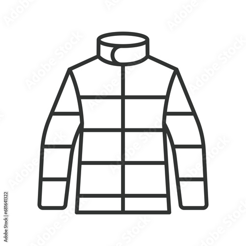 Warm men's jacket icon line design. Warm, Men, Jacket, Clothing, Winter, Outdoor, Coat vector illustrations. Warm men's jacket illustration editable stroke icon.