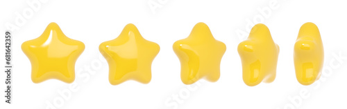 3d golden star animation effect. Cartoon icon ui for game, casino or mobile app. Reward animated yellow sign