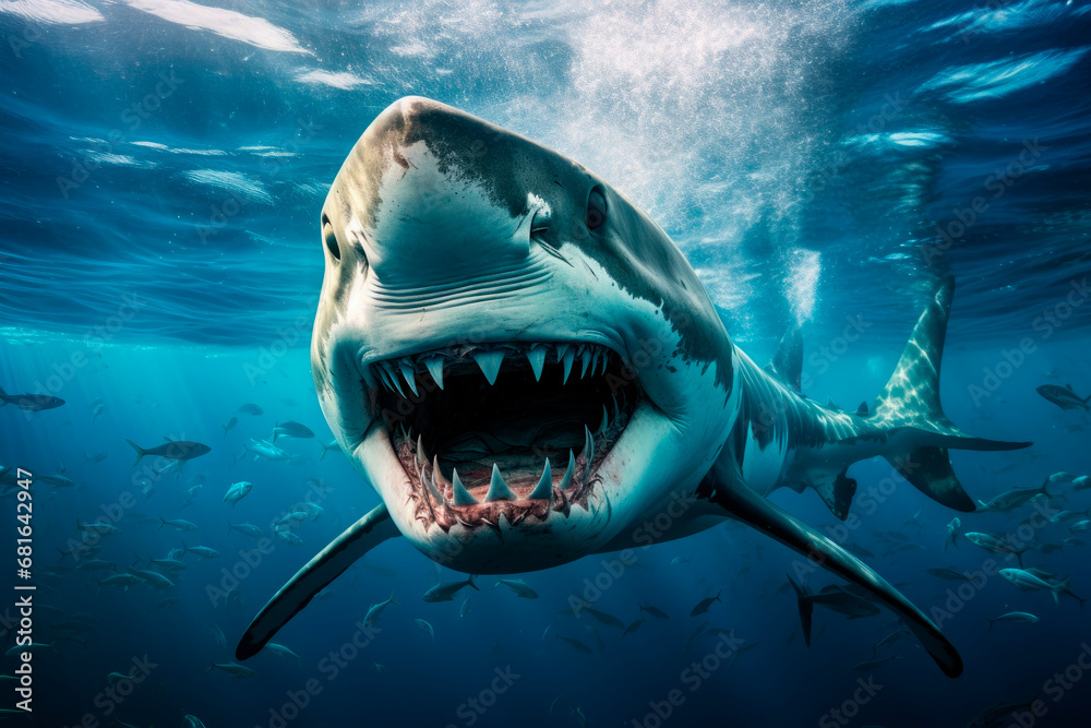 Obraz premium big blue shark on the seabed