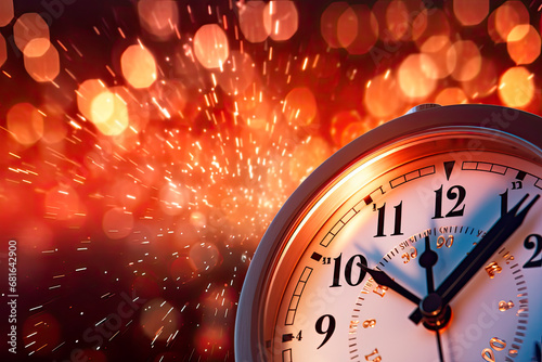 Watch And Gold Fireworks,Countdown To Midnight. new year background