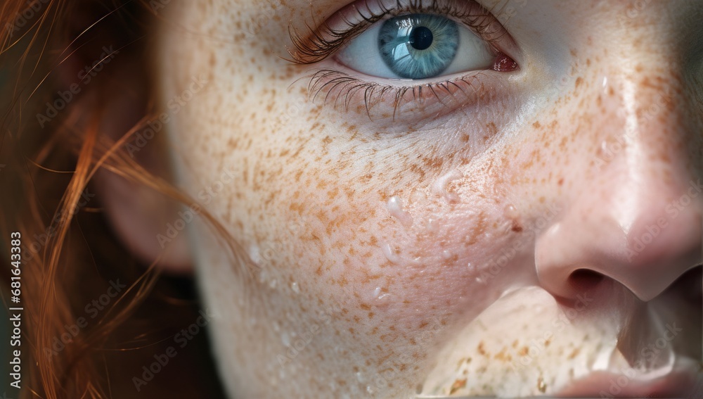 A Portrait of Freckled Beauty - obrazy, fototapety, plakaty 