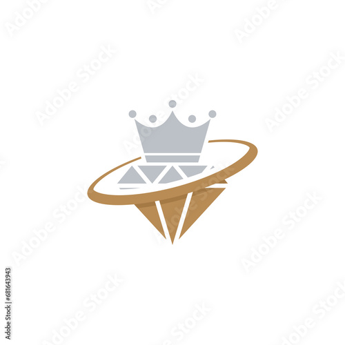 Diamond with crown icon isolated on transparent background