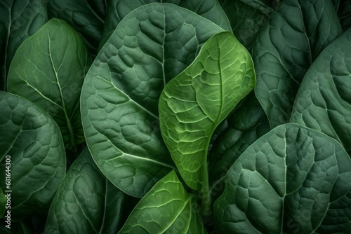 Spinach leaf top view. Organic vegetable food health nature. Generate Ai