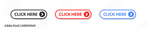 Click here button icon. Mouse cursor push symbol. Press on the site. Online bar click. Promotion banner. Vector illustration. photo