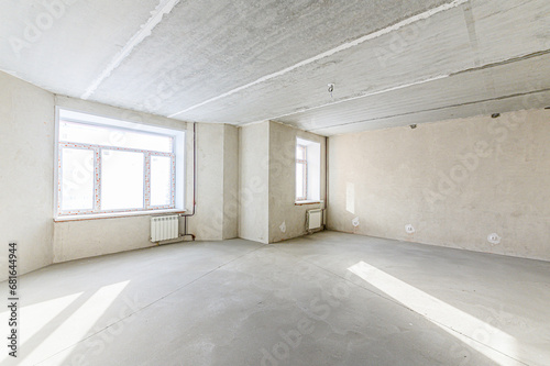 interior apartment rough repair for self-finishing. interior decoration  bare walls of the room  stage of construction