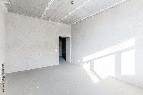 interior apartment rough repair for self-finishing. interior decoration  bare walls of the room  stage of construction