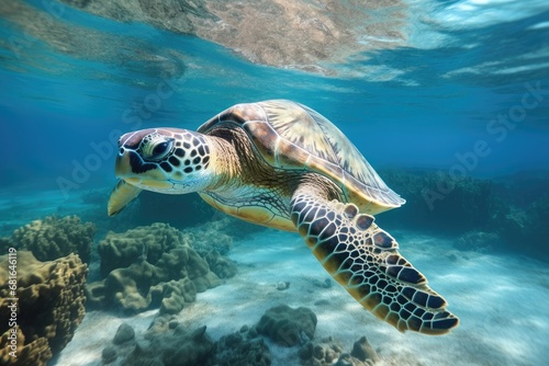 Hawaiian Green Sea Turtle Chelonia mydas  Green sea turtle from the island of Cyprus  AI Generated