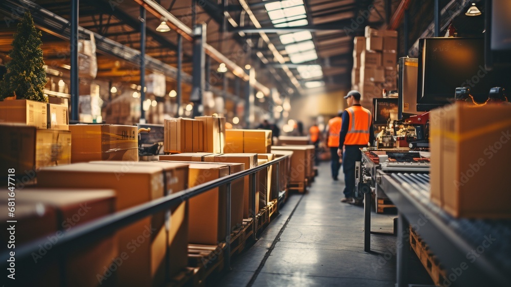 blurry photo of warehouse workers in motion, skillfully shifting shipment boxes to highlight the dynamics of international commerce operations. blurry photo of warehouse workers in motion, skillfully shifting shipment boxes to highlight the dynamics of international commerce operations.