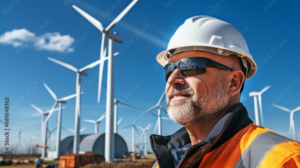 Inspecting and maintaining wind turbines as an engineer mechanic in a windmill farm park .