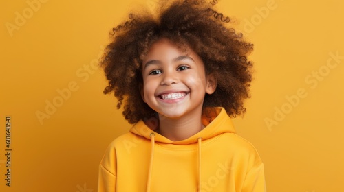 Portrait of a cute little boy laughing , isolated on colorful background.